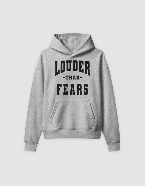 Unisex Hoodie Louder than Fears College Grey - Front View