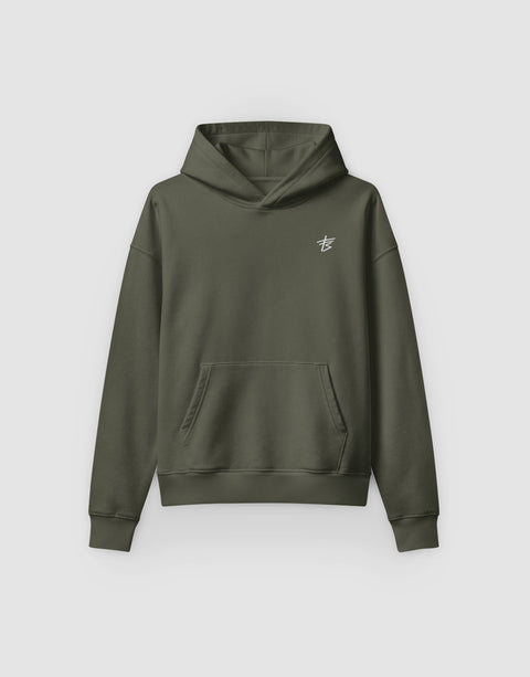 Unisex Hoodie Louder than Fears Logo embroidery Khaki - Front View