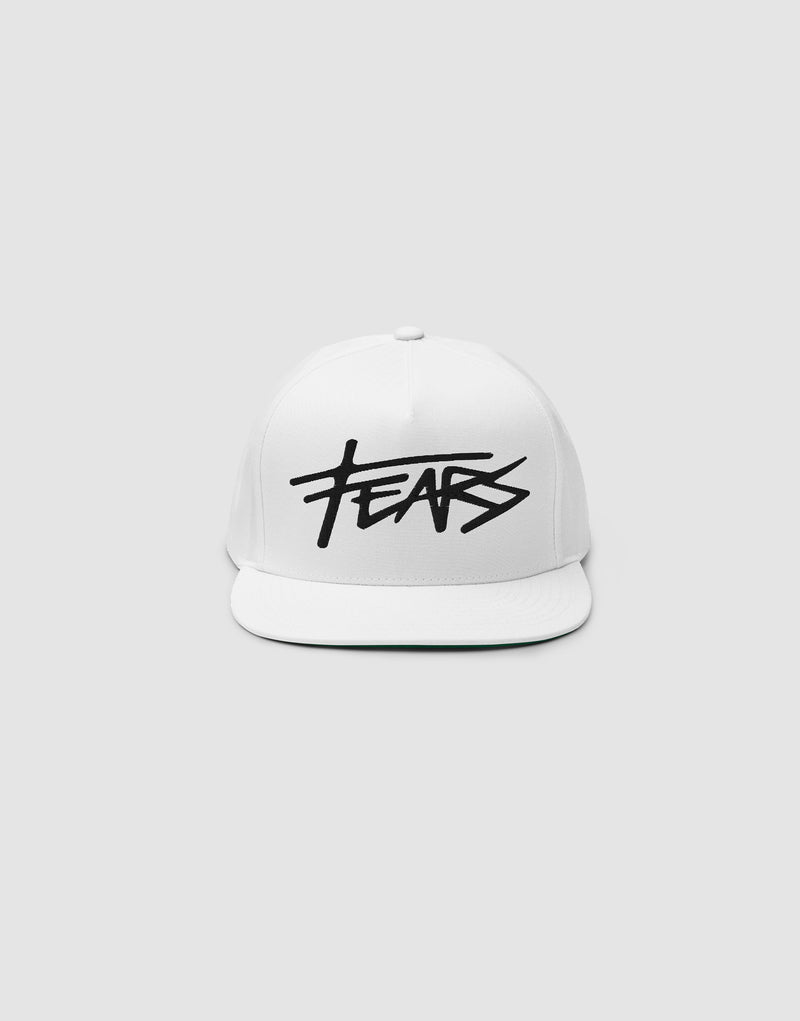 Unisex Louder than fears Logo Embroidery Snapback White front