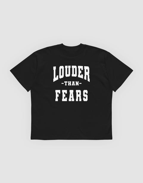 Unisex Tshirt Louder than Fears College Black - Front View