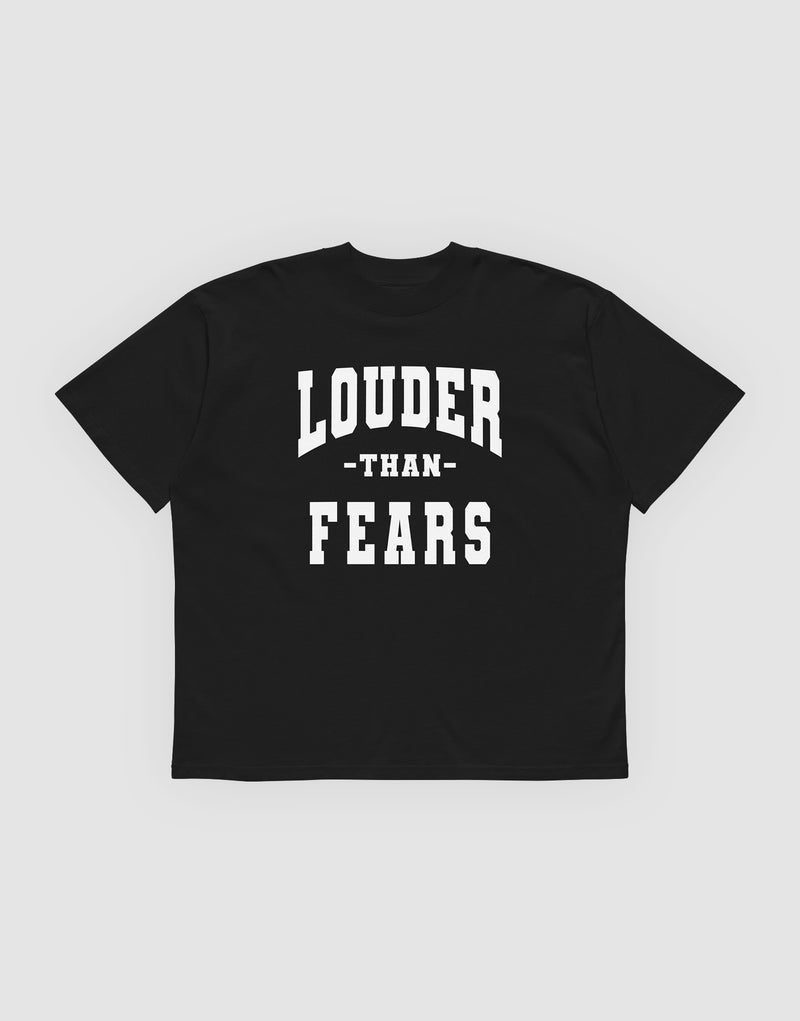 Unisex Tshirt Louder than Fears College Black - Front View